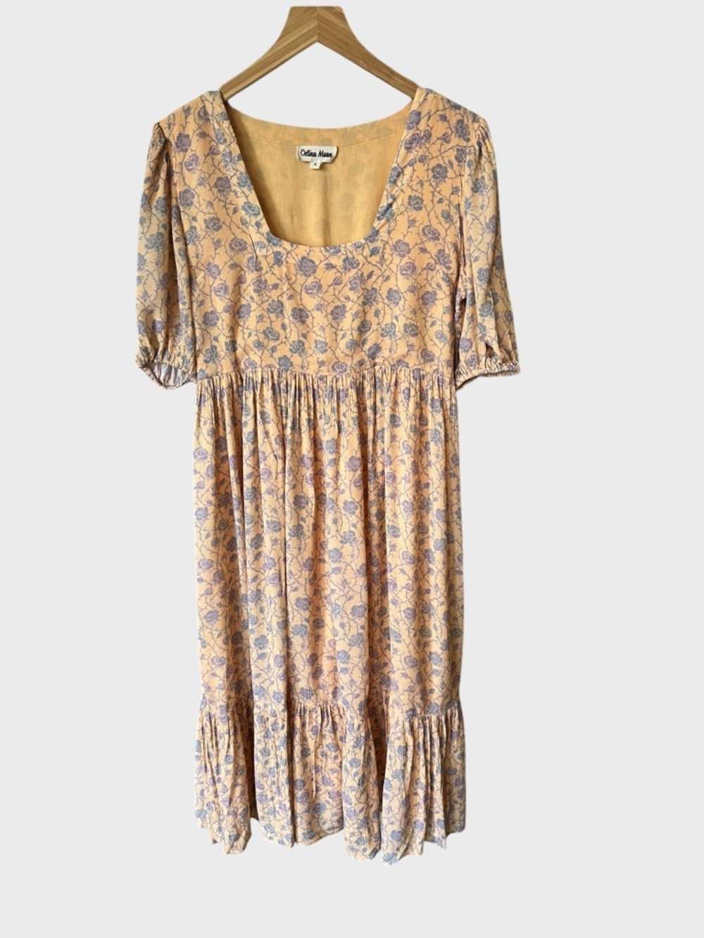 Celina moon Floral Midi Dress in Pale Yellow and Lavender